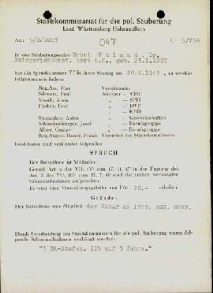 Uhland, Ernst, Dr.