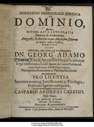 Disputatio Inauguralis Iuridica De Dominio
