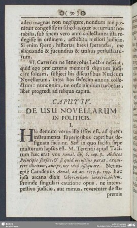Caput IV. De Usu Novellarum In Politicis