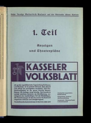 Anzeigen und Theaterpläne