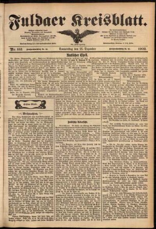 Erste Ausgabe vom Donnerstag, den 25. Dezember 1902.