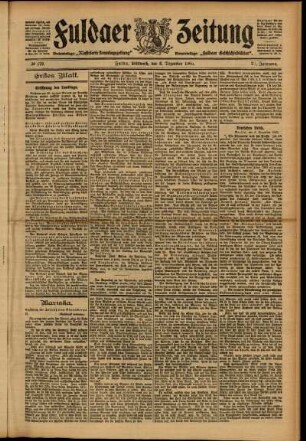 Erste Ausgabe vom Mittwoch, den 06. Dezember 1905.