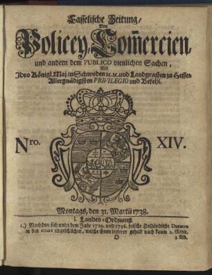 Nro. XIV, Montags, den 31. Martii 1738