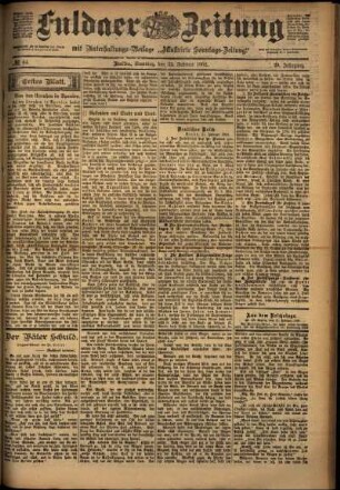 Erste Ausgabe vom Samstag, den 22. Februar 1902.