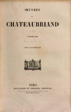 Oeuvres de Chateaubriand, 14. Essais sur la littérature anglaise