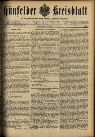 Erste Ausgabe vom Samstag, den 10. Juni 1916.
