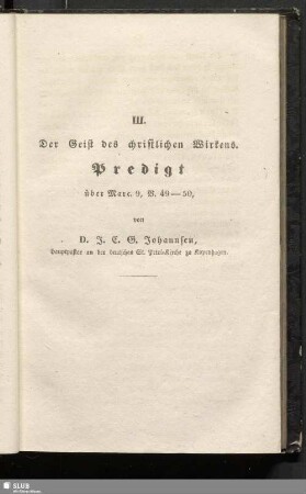 III. Der Geist des christlichen Wirkens