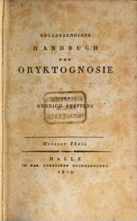 Vollständiges Handbuch der Oryktognosie. 3