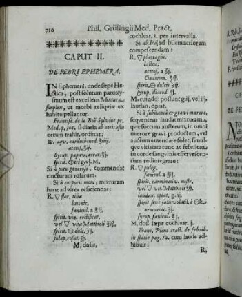 Caput II. De Febri Ephemera.