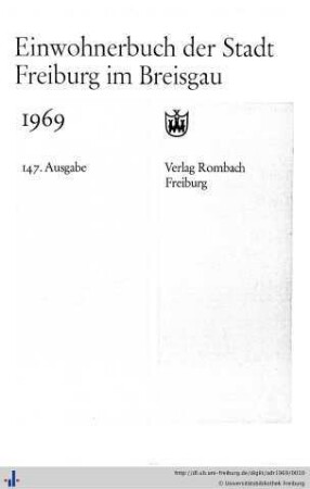Einwohnerbuch der Stadt Freiburg im Breisgau : 1969