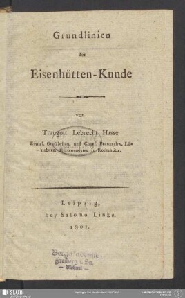 Grundlinien der Eisenhütten-Kunde