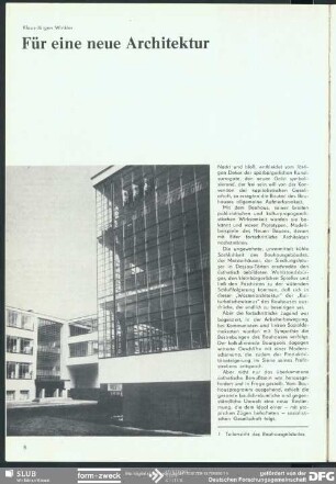 Für eine neue Architektur : 50 Jahre Bauhaus Dessau