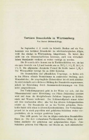 Tertiäre Braunkohle in Württemberg