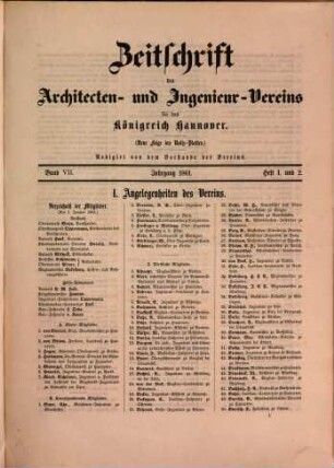 Zeitschrift des Architekten- und Ingenieur-Vereins für das Königreich Hannover. 7. 1861