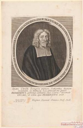 Lucas Friedrich Reinhardt, Prof. theol in Altdorf; geb. 1623; gest. 1688
