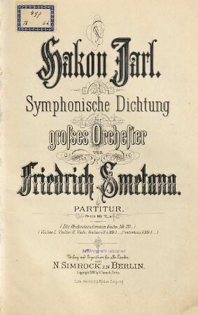 Hakon Jarl : symphonische Dichtung ; für großes Orchester
