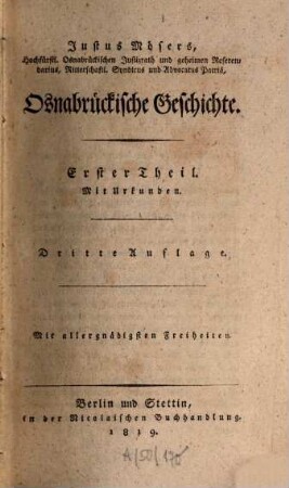 Justus Mösers sämmtliche Werke, Fünfter Band. Osnabrückische Geschichte