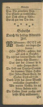 Gebethe Durch die heilige Advents-Zeit