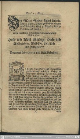 [An E. Hochlöbliche, Hochansehnliche Reichs-Versammlung]