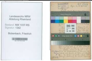Entnazifizierung Friedrich Bickenbach , geb. 12.06.1895 (Kanalmeister)