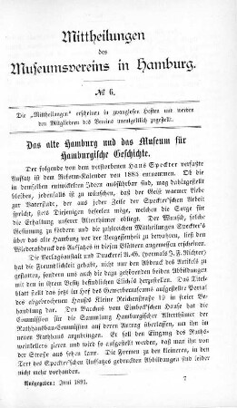 Das alte Hamburg und das Museum für Hamburgische Geschichte.