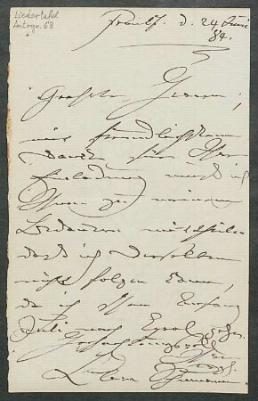 Brief von Clara Schumann an Mainzer Liedertafel