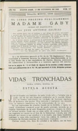 1923007317: Vidas tronchadas : novela inédita