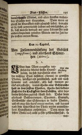 Das 10. Capitel. Von Zusammenhäufung des Geblüts (congestiones) und allerhand Schmerzen (dolores).