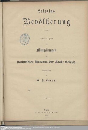 3.1869: Mittheilungen des Statistischen Bureaus der Stadt Leipzig