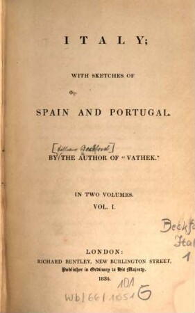 Italy : with sketches of Spain and Portugal ; in two volumes. 1