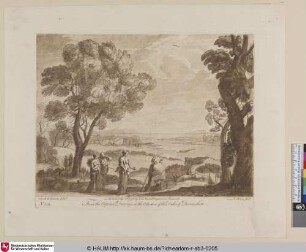 [Landschaft mit Hirt und drei Frauen (Urtheil des Paris?). Im Grunde das Meer mit Inseln (Ischia und Procida?).]