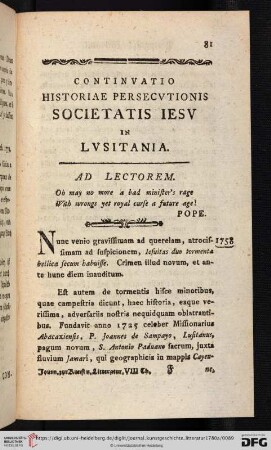 Continvatio Historiae Persecvtionis Societatis Iesv in Lvsitania