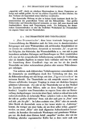 § 1. Das Dramatische Und Theatralische