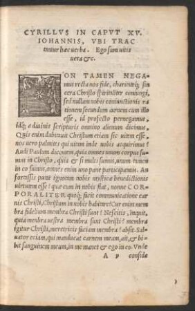 Cyrillus In Caput XV. Iohannis, Ubi Tractantur haec verba. Ego sum vitis vera etc.