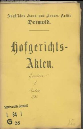 Gerstein, Drosten Witwe gegen Rüter zu Ermgassen - Rückständige Zinsen