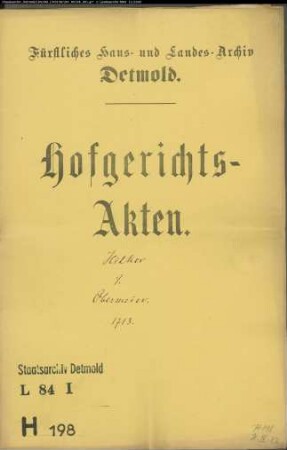 Hilker (Heye), Kord im Strange gegen Obermeier zu Billinghausen - Schuldforderung