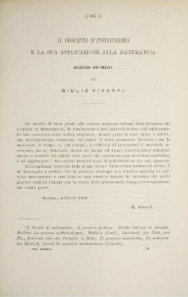Il concetto d´infinitesimo e la sua applicazione alla matematica.