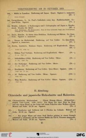 II. Abteilung: Chinesische und japanische Holzschnitte und Malereien (Nr. 360-410)