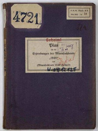 Plan für die Erprobung der Minensuchboote "1940"