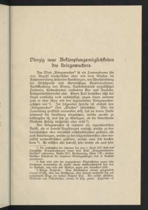 7-35, Vierzig neue Bekämpfungsmöglichkeiten des Kriegswuchers