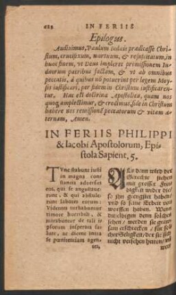 In Feriis Philippi & Iacobi Apostolorum ...