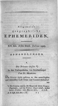 1804: Allgemeine geographische Ephemeriden