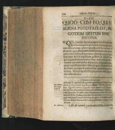 Tit. VII. Quod Cum Eo, Qui In Aliena Potestate Est, Negotium Gestum Esse Dicitur.