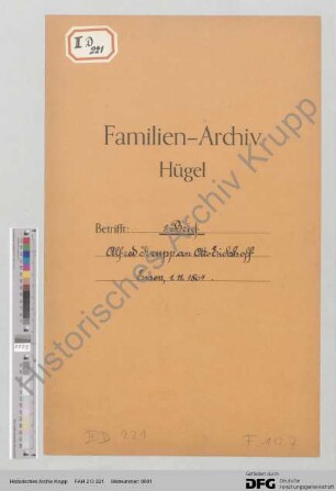 Schreiben von Alfred Krupp an Otto Eichhoff