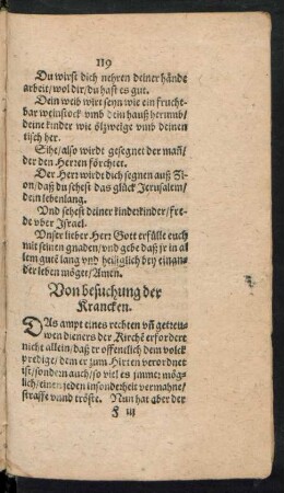 Von besuchung der Krancken.