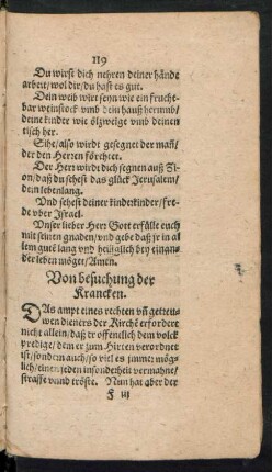Von besuchung der Krancken.