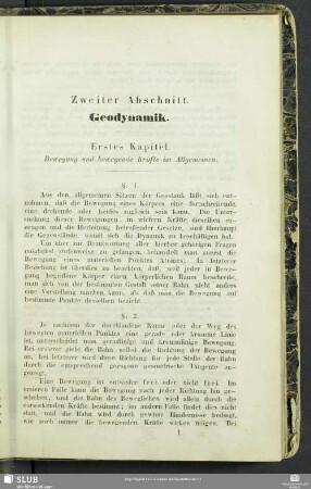 Erstes Kapitel. Bewegung und bewegende Kräfte im Allgemeinen.