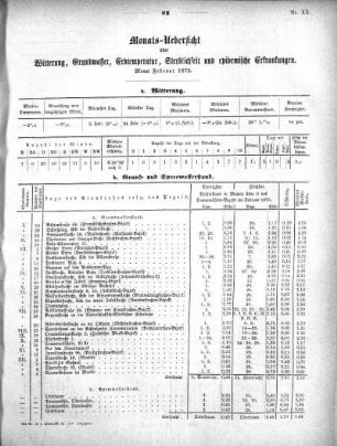 1875,20: Monats-Uebersicht über Witterung, Grundwasser, Erdtemperatur, Sterblichkeit und epidemische Erkrankungen. Monat Februar 1875