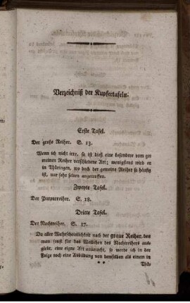 Verzeichniß der Kupfertafeln. [Abb. siehe römische Paginierung]