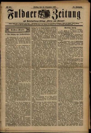 Erste Ausgabe vom Freitag, den 12. November 1897.